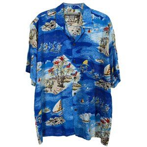 PIneapple Connection by HeyMan short sleeve blue surfing island Hawaiian shirt L